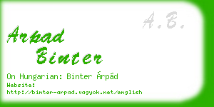 arpad binter business card